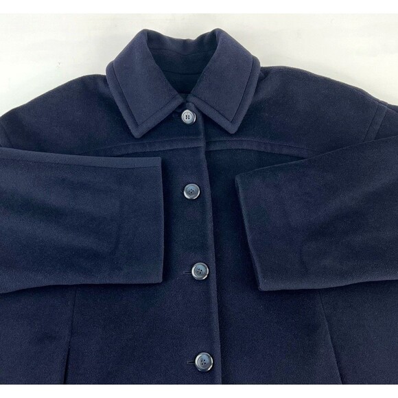 Vtg Saks Fifth Ave Cinzia Rocca Womens Sz 12 Soft Wool Overcoat Navy Blue Italy - Picture 2 of 7